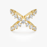 1.40 ctw 14K Gold Round Lab Grown Diamond Crossover X Ring 14k Gold Ferko's Fine Jewelry
