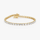 8.60 ctw 14K Gold Emerald Cut Lab Grown Diamond East West Tennis Bracelet - 14k Gold