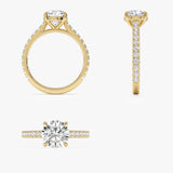1.95 ctw 14K Gold Round Lab Grown Diamond Engagement Ring with Pave Band Ferkos Fine Jewelry