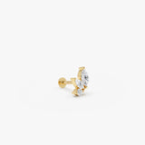 0.19 ctw 14K Gold Marquise Lab Grown Diamond Cluster Flat Back Stud - 14k Gold, view 2
