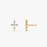 14K Gold Marquise Lab Grown Diamond Flower Flat Back Stud 14k Gold Ferko's Fine Jewelry