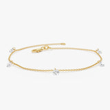 14K Gold Round Lab Grown Diamond Drilled Station Bracelet - 0.50 ctw 6 Inches Ferkos Fine Jewelry
