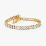 10.20 ctw 14K Gold Oval Lab Grown Diamond Tennis Bracelet - 14k Gold
