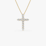 14K Gold Round Lab Grown Diamond Cross Necklace - 1.10 ctw 14k Gold Ferkos Fine Jewelry