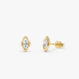 14K Marquise Shape Lab Grown Diamond Hlaf Bezel Stud Earrings - 0.32 ctw 14k Gold Ferko's Fine Jewelry