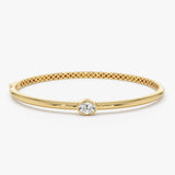 0.55 ctw 14K Gold Oval Lab Grown Diamond Bezel Bangle Bracelet - 14k Gold