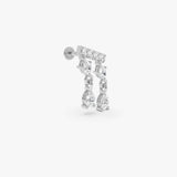 0.3 ctw 14K Gold Pear Lab Grown Diamond Dangle Bar Stud Earring - 14k White Gold