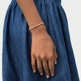 5.25 ctw 14K Gold Pear Lab Grown Diamond Tennis Bracelet, worn on model, view 2