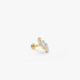 0.16 ctw 14K Gold Baguette Lab Grown Diamond Flat Back Piercing - 14k Gold, view 2