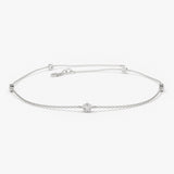 14K  Round Diamond Five Station Bracelet - 0.20 Ctw - 14k White Gold