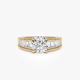 2.45 ctw 14K Gold Round Lab Grown Diamond Baguette Engagement Ring 14k Gold Ferkos Fine Jewelry