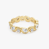 14K Pear and Round Lab Grown Diamond Wave Eternity Ring - 1.05 ctw Ferko's Fine Jewelry