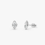 14K Marquise Shape Lab Grown Diamond Hlaf Bezel Stud Earrings - 0.32 ctw 14k White Gold Ferko's Fine Jewelry