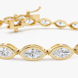 3.60 ctw 14K Gold Marquise Lab Grown Diamond Bezel Tennis Bracelet - 14k Gold, view 2