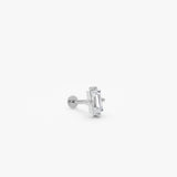 0.15 ctw 14K Gold Baguette Lab Grown Diamond Flat Back Stud Earring - 14k White Gold