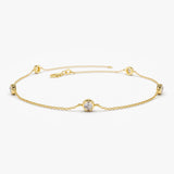 14K Gold Round Diamond Station Bracelet, Bezel Set Diamonds by the Yard - 14k Gold, view 2