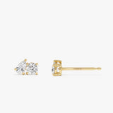 0.80 ctw 14K Gold Pear and Round Lab Grown Diamond Toi et Moi Stud Earrings Ferko's Fine Jewelry