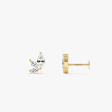 0.19 ctw 14K Gold Marquise Lab Grown Diamond Cluster Flat Back Stud - 14k Gold