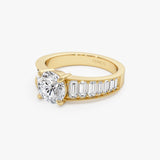 2.45 ctw 14K Gold Round Lab Grown Diamond Baguette Engagement Ring Ferkos Fine Jewelry