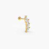 0.25 ctw 14K Gold Marquise Lab Grown Diamond Curved Flat Back Stud - 14k Gold, view 2