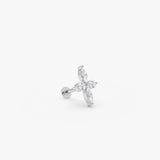 14K Gold Marquise Lab Grown Diamond Flower Flat Back Stud 14k White Gold Ferko's Fine Jewelry
