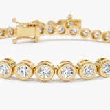 3.40 ctw 14K Gold Round Lab Grown Diamond Bezel Tennis Bracelet - 14k Gold, view 3