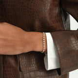 14K Gold Round Lab Grown Diamond Station Bracelet, Diamonds by the Yard, worn on model, view 2