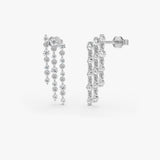 14K Gold Round Lab Grown Diamond Waterfall Drop Earrings - 0.92 ctw 14k White Gold Ferkos Fine Jewelry