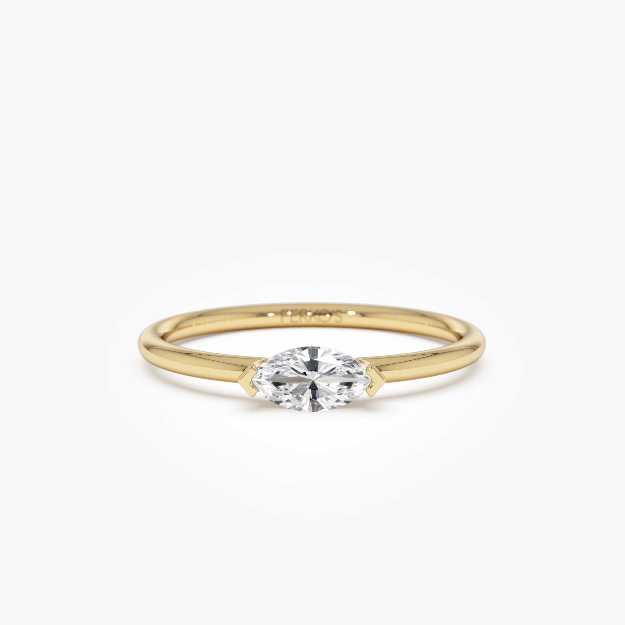 0.25 ctw 14K Gold Marquise Lab Grown Diamond East West Solitaire Ring 14k Gold Ferko's Fine Jewelry