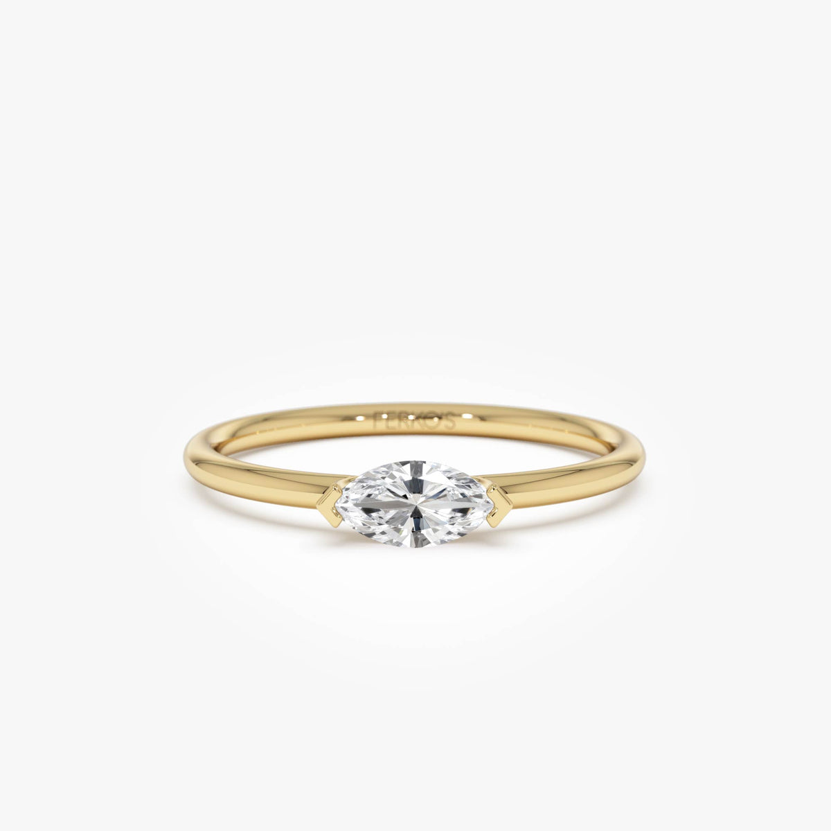 0.25 ctw 14K Gold Marquise Lab Grown Diamond East West Solitaire Ring 14k Gold Ferko's Fine Jewelry