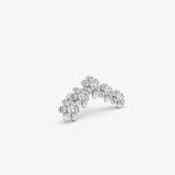 0.10 ctw 14K Gold Flower Lab Grown Diamond Flat Back Piercing Stud - 14k White Gold