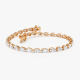 5.25 ctw 14K Gold Pear Lab Grown Diamond Tennis Bracelet - 14k Rose Gold