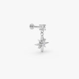 0.08 ctw 14K Gold North Star Lab Grown Diamond Flat Back Stud - 14k White Gold