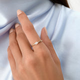 0.25 ctw 14K Gold Marquise Lab Grown Diamond East West Solitaire Ring, worn on model