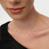 14K Baguette and Round Lab Grown Diamond Station Necklace Ferkos Fine Jewelry