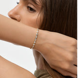 5.00 ctw 14K Gold Oval Lab Grown Diamond Bezel Tennis Bracelet, worn on model, view 4