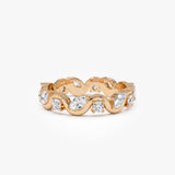 14K Gold Marquise and Round Lab Grown Diamond Wave Eternity Ring - 1.05 ctw Ferkos Fine Jewelry