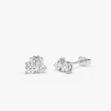 0.80 ctw 14K Gold Pear and Round Lab Grown Diamond Toi et Moi Stud Earrings 14k White Gold Ferko's Fine Jewelry