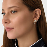 0.37 ctw 14K Gold Marquise Lab Grown Diamond Dangle Flat Back Earring, worn on model