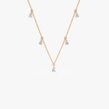 14K Gold Pear Lab Grown Diamond Five Station Necklace - 0.48 ctw Ferkos Fine Jewelry