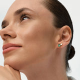 1.26 ctw 14K Lab Grown Emerald & Emerald Cut Diamond Toi et Moi Stud Earrings Ferko's Fine Jewelry
