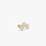 0.20 ctw 14K Gold Triple Flower Cluster Lab Grown Diamond Piercing Stud - 14k Gold, view 2