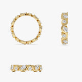 14K Gold Marquise and Round Lab Grown Diamond Wave Eternity Ring - 1.05 ctw Ferkos Fine Jewelry