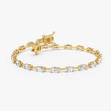 6.50 ctw 14K Gold Marquise Lab Grown Diamond Tennis Bracelet 14k Gold Ferkos Fine Jewelry