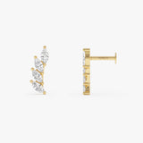 0.25 ctw 14K Gold Marquise Lab Grown Diamond Curved Flat Back Stud - 14k Gold