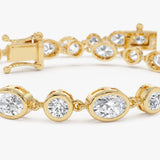 4.65 ctw 14K Gold Oval and Round Lab Grown Diamond Bezel Tennis Bracelet - 14k Gold, view 3