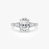 2.80 ctw 14K Gold Oval Shape Lab Grown Diamond Three Stone Engagement Ring 14k White Gold Ferkos Fine Jewelry
