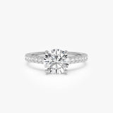 1.95 ctw 14K Gold Round Lab Grown Diamond Engagement Ring with Pave Band 14k White Gold Ferkos Fine Jewelry