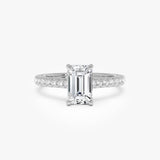 1.95 ctw 14K Gold Emerald Cut Lab Grown Diamond Pave Engagement Ring 14k White Gold Ferkos Fine Jewelry