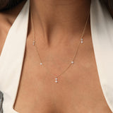 14K Gold Round Lab Grown Diamond Drilled Station Necklace - 0.80 ctw Ferkos Fine Jewelry